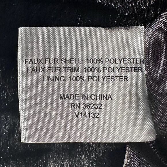 Gallery Women's Hooded Grooved Faux-Fur Jacket Black Size L - Picture 9 of 10